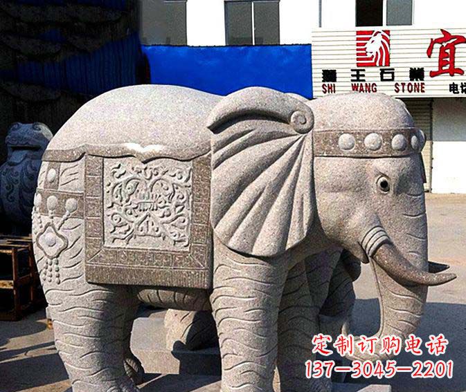 河南公园景观大理石缅甸大象石雕