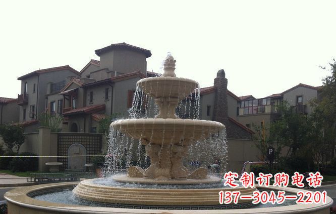 河南公园景观大理石喷泉石雕 (3)