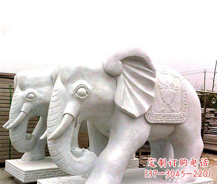 河南精致细腻的大象石雕景观雕塑