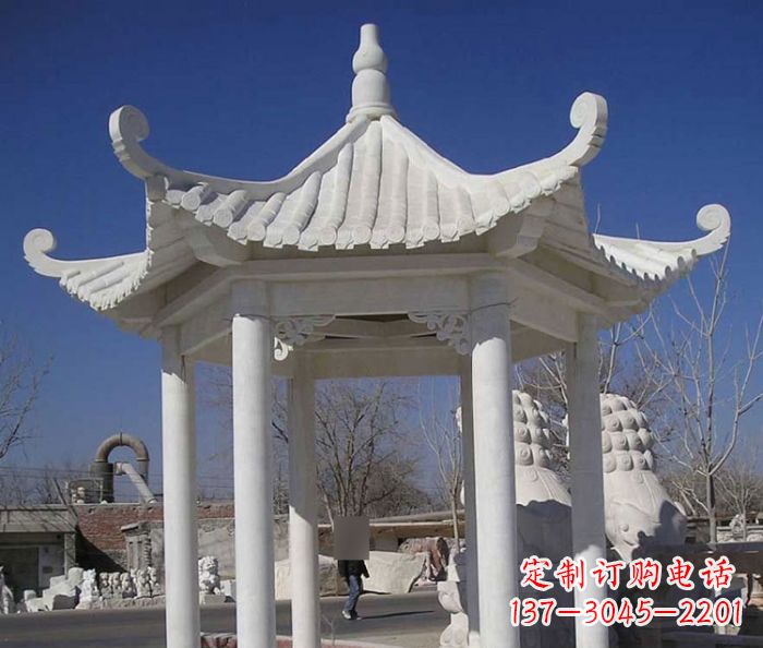 河南汉白玉凉亭石雕