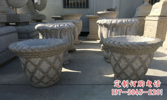 河南花篮式花盆石雕