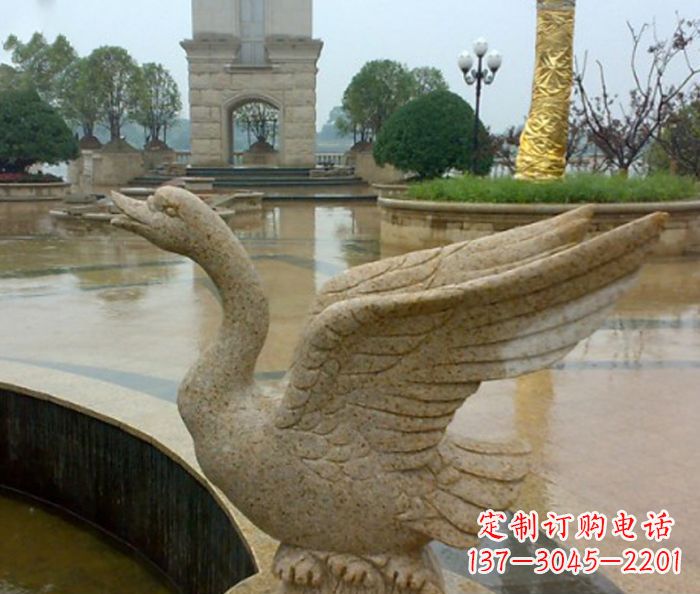 河南公园景观砂岩天鹅喷泉石雕