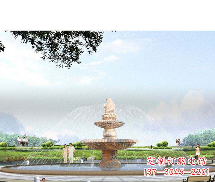 河南精美玉鲤鱼雕塑 精良景观装置