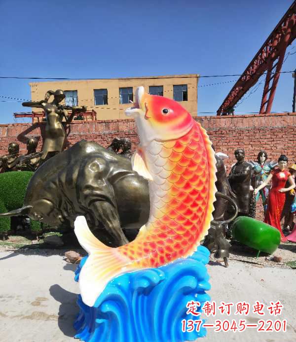 河南专业玻璃钢鲤鱼雕塑让自然美景一直持久