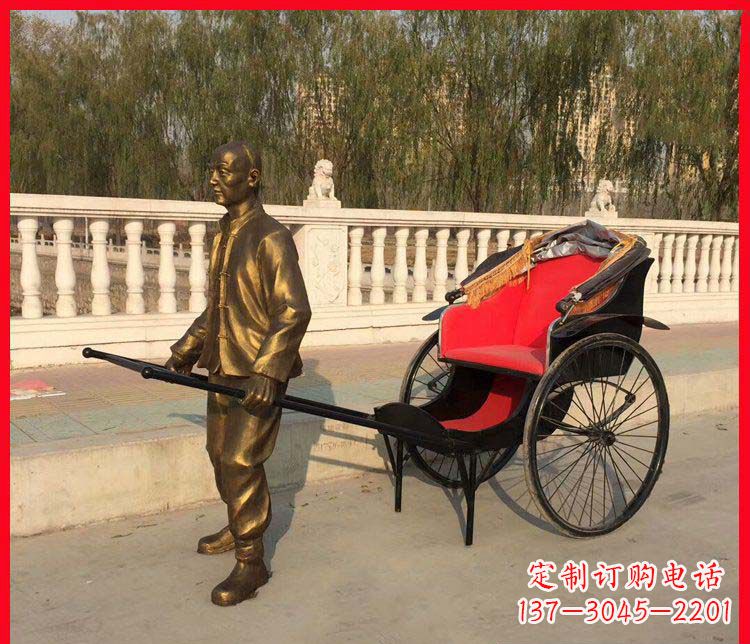 河南黄包车铜雕精湛工艺,体现传统文化