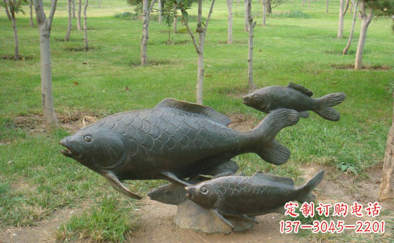 河南中领雕塑手工制作铜鲤鱼雕塑