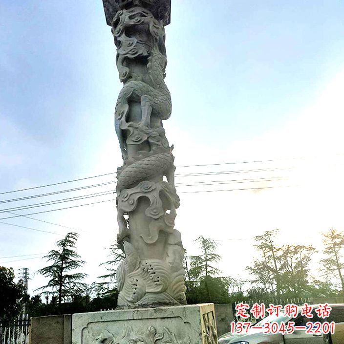 河南精致的公园龙柱石雕