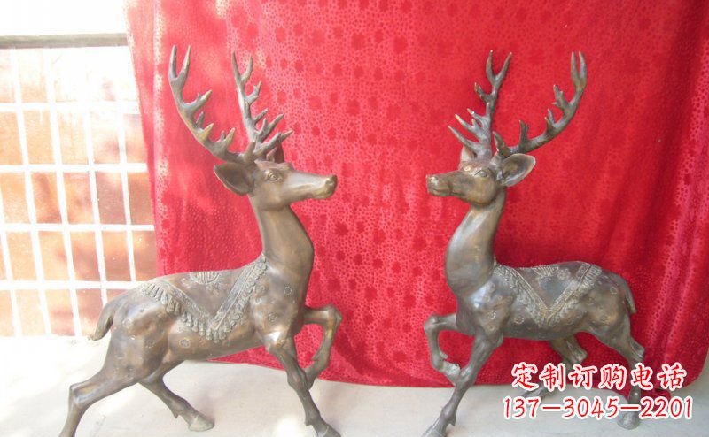 河南公园梅花鹿动物铜雕 (6)