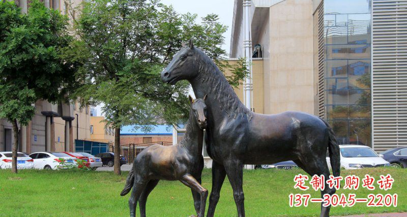 河南优质实木母子马铜雕