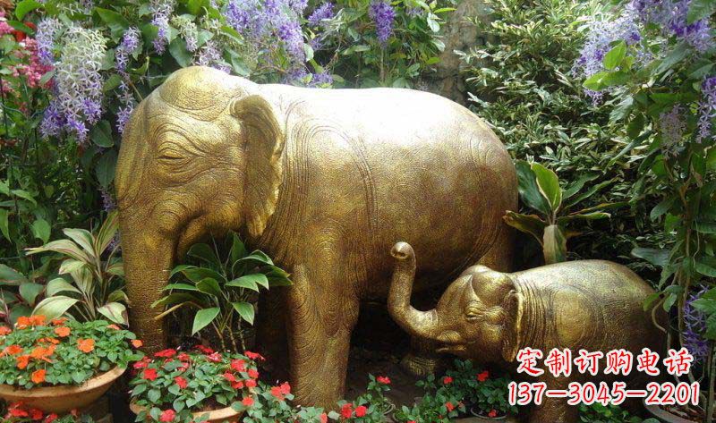 河南铜雕母子象艺术雕塑