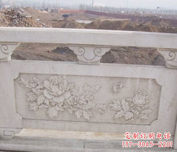 河南牡丹花浮雕石栏板景观雕塑