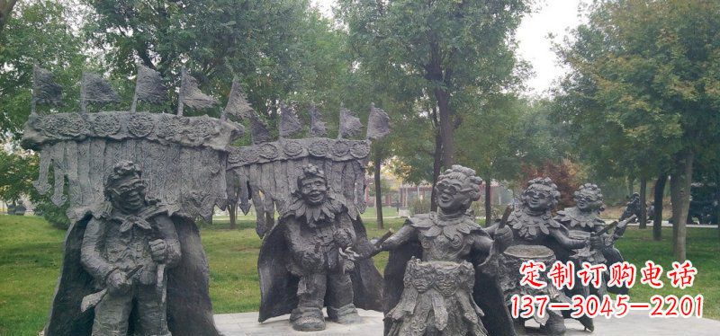 河南领雕塑扭秧歌老人铜雕