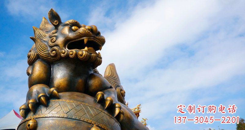河南大型铜雕狮子景观装置