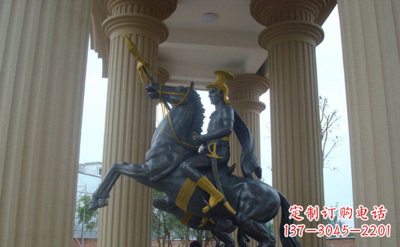 河南公园骑马的罗马士兵人物铜雕