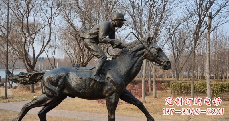 河南骑马小品铜雕一件完美的艺术精品