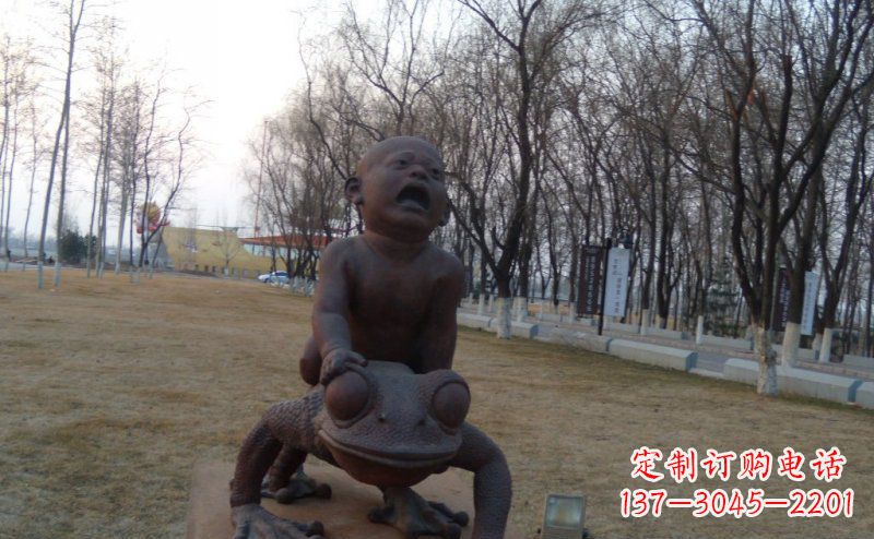 河南中领雕塑铸造的可爱萌趣青蛙铜雕