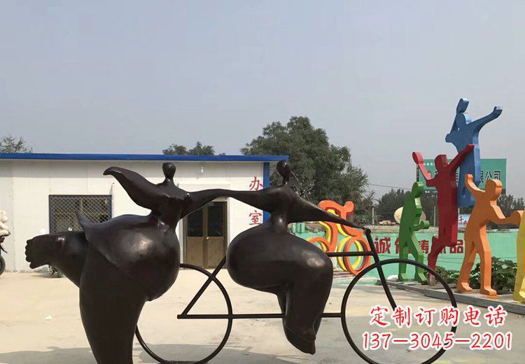 河南青春无悔,精致自行车雕塑