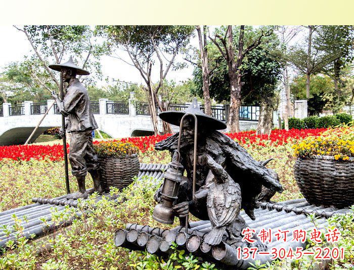 河南把渔民的生活经历融入雕塑——公园人物渔夫铜雕塑