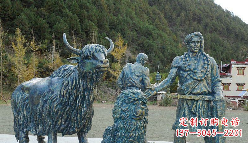 河南中领雕塑定制牦牛景观铜雕