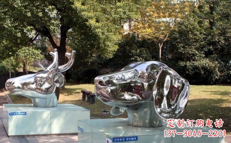河南不锈钢十二生肖头像雕塑
