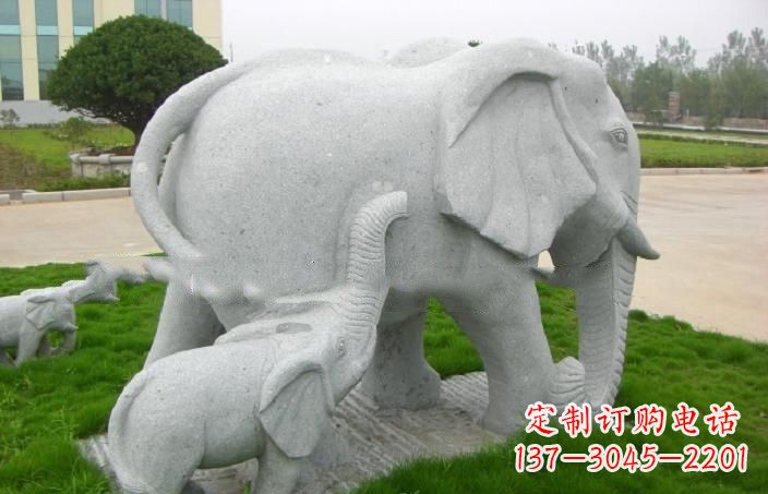 河南公园石雕母子大象