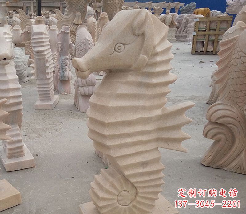 河南海马石雕塑——精美的艺术美学