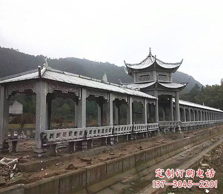 河南中领雕塑定制精美的公园石雕亭子长廊