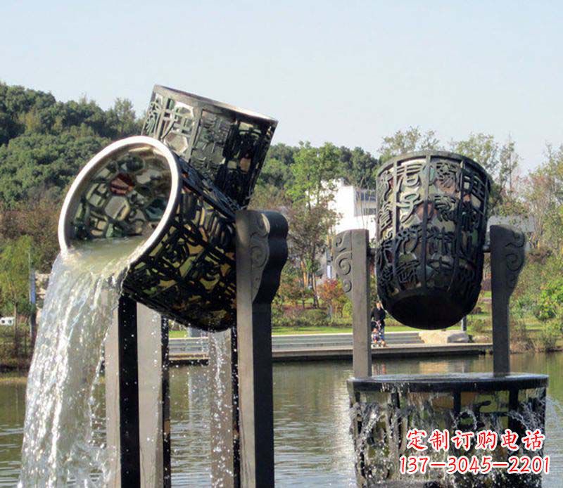 河南精美的铜制公园水缸喷泉雕塑