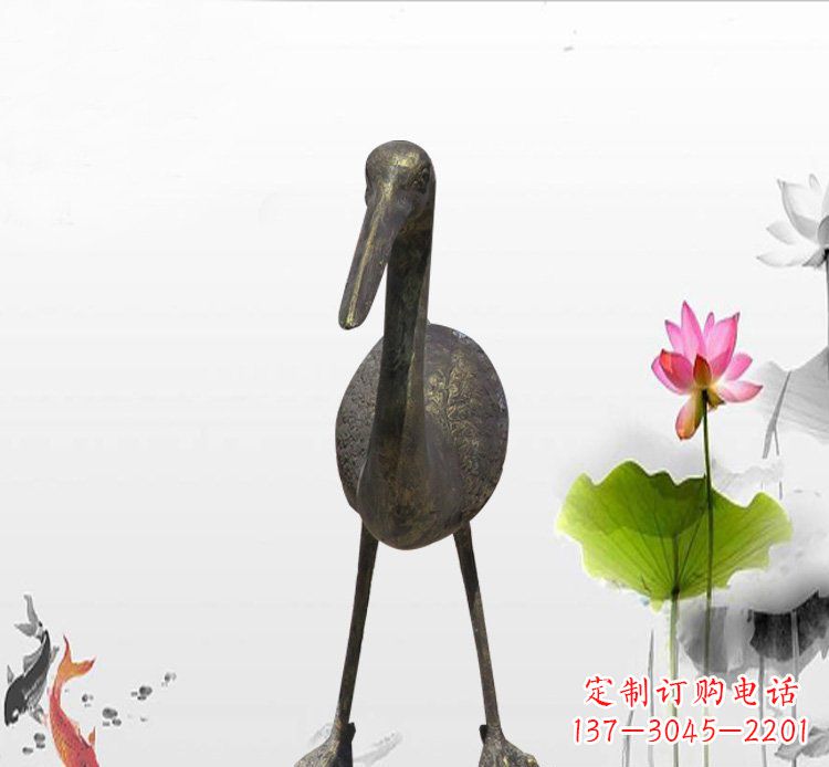 河南公园铜雕仙鹤动物雕塑