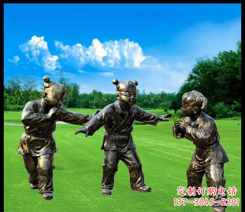 河南精致的儿童铜雕造型,增添公园乐趣
