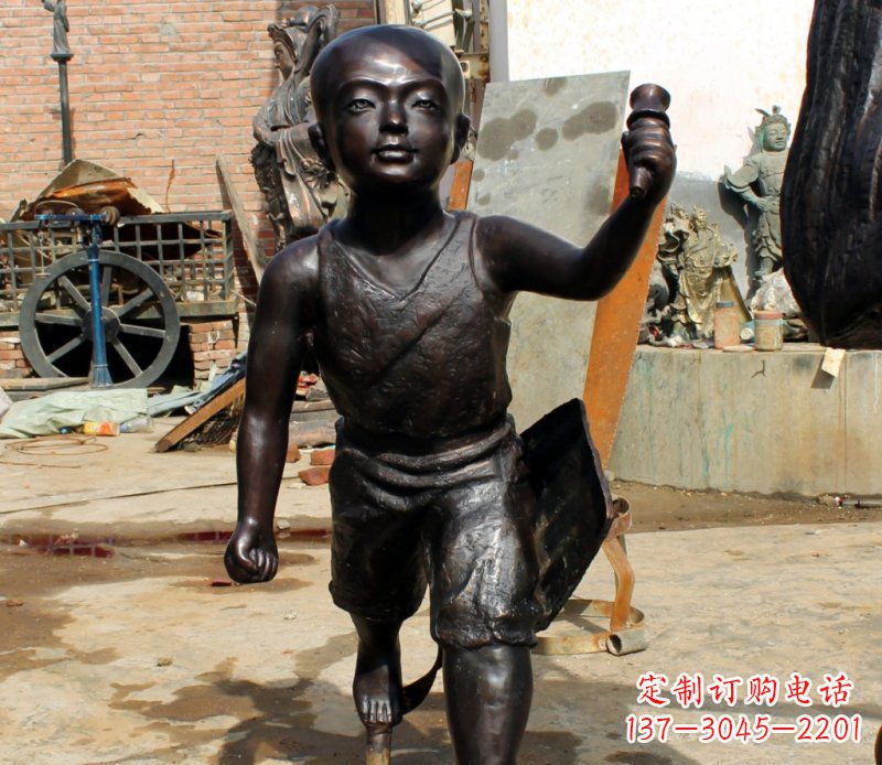河南打造完美的小孩铜雕,让童趣活跃