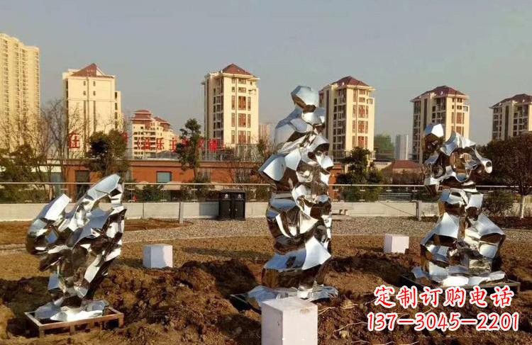 河南公园小区不锈钢太湖石雕塑