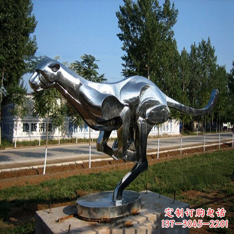 河南公园园林动物动物袋鼠拉丝不锈钢雕塑