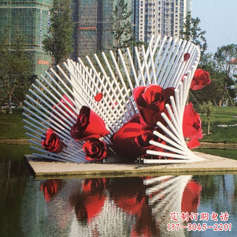 河南玫瑰之美,不锈钢艺术雕塑