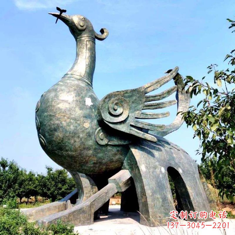 河南公园园林朱雀铜雕景观雕塑