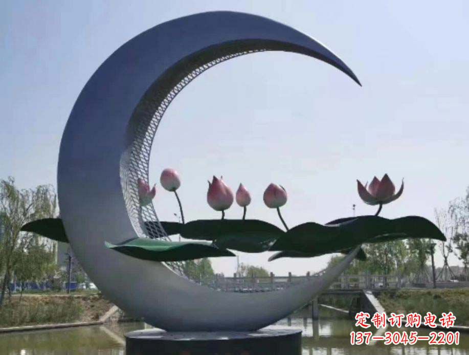河南公园月亮不锈钢景观装饰雕塑