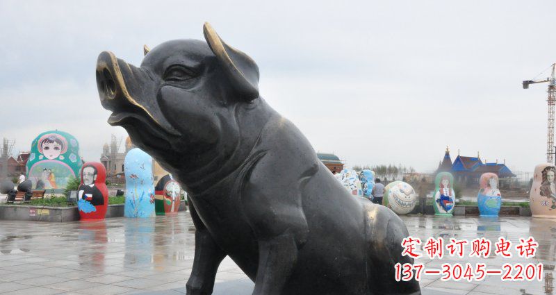 河南活力四射的动物铜雕塑