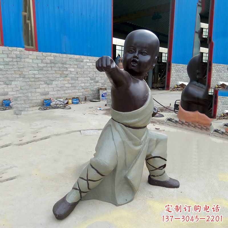 河南功夫和尚铜雕塑