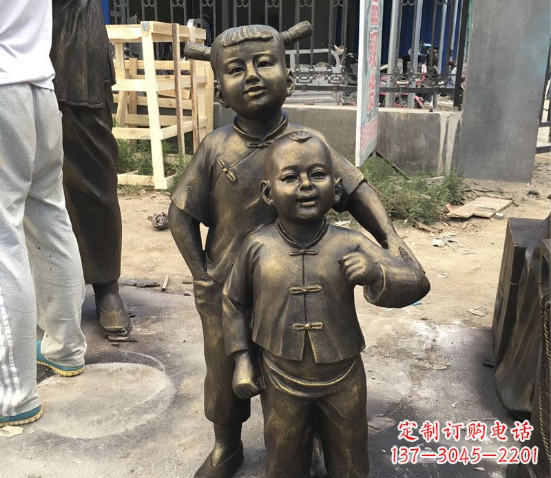 河南中领雕塑纯手工古典儿童铜雕
