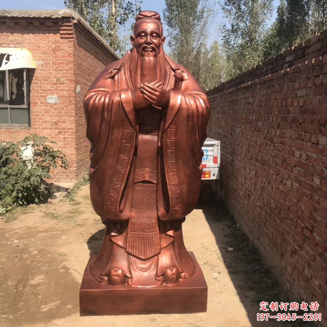 河南中领雕塑精致孔子铜雕,传承文明智慧