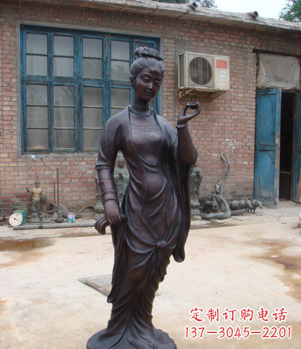 河南古代美女公园人物铜雕