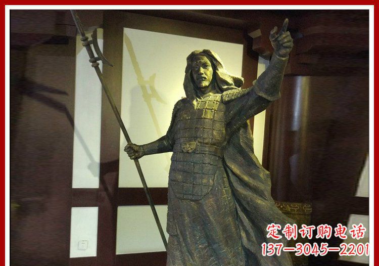 河南古代名人吕布铜雕 (2)