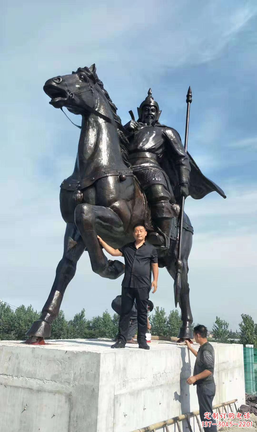 河南古代骑马将军铜雕 广场人物雕塑