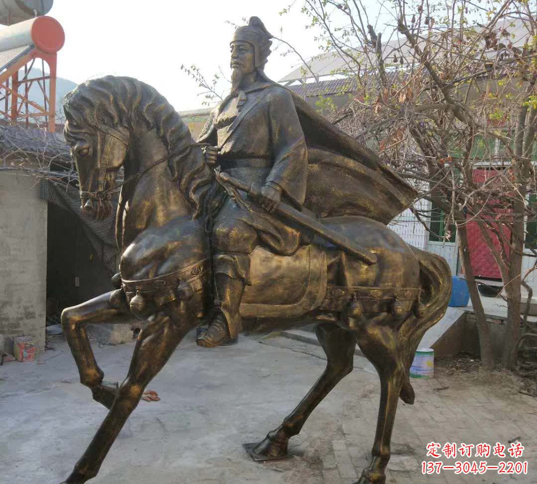 河南古典风格骑马人物铜雕塑