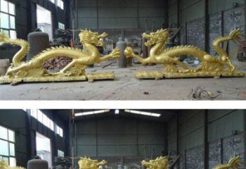 河南古典传统双龙戏珠铜雕塑