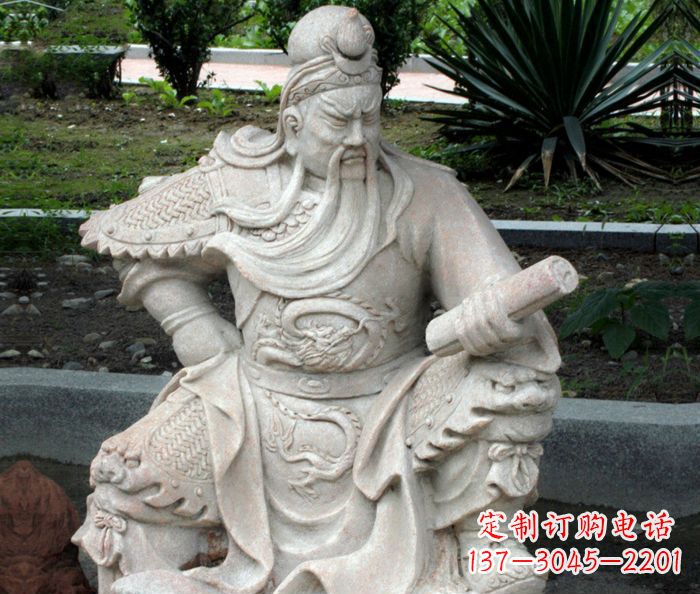 河南中领雕塑:经典古典关公石雕