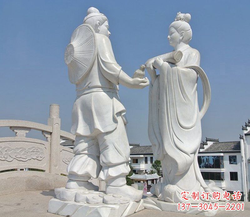 河南唯美古典,传统牛郎织女石雕