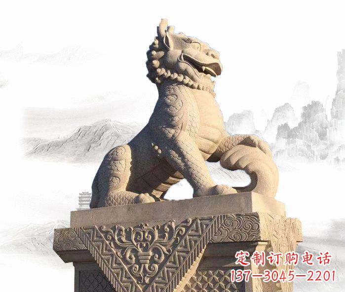 河南精美古典大理石麒麟石雕