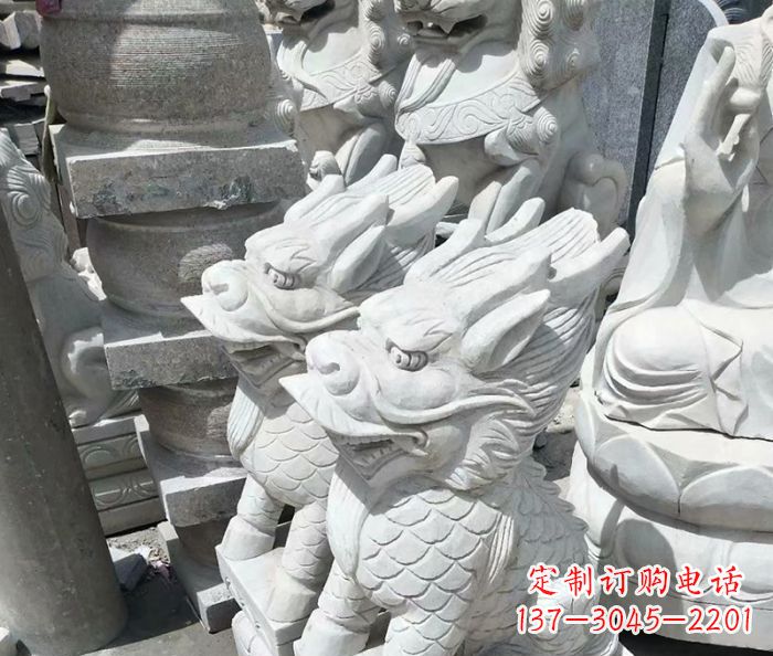 河南传统工艺,精细做工,古代神兽大理石麒麟石雕高端定制
