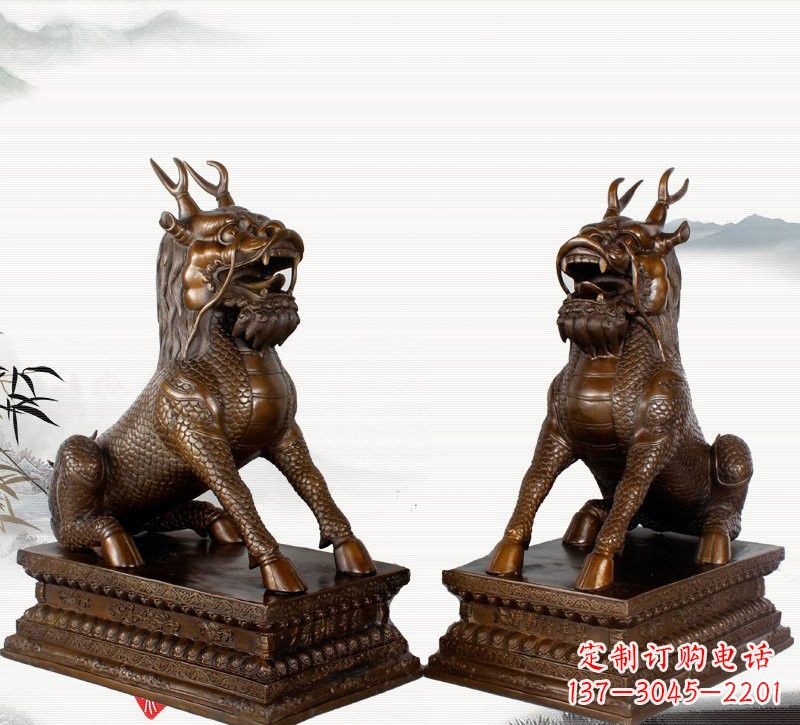 河南古典神麒麟铜雕,馥玉臻品